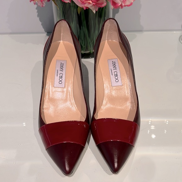 *PRICE DROP*Jimmy Choo-Maroon Pumps w Orig Box & Shoe Bag-Near perfect condition - Picture 2 of 7